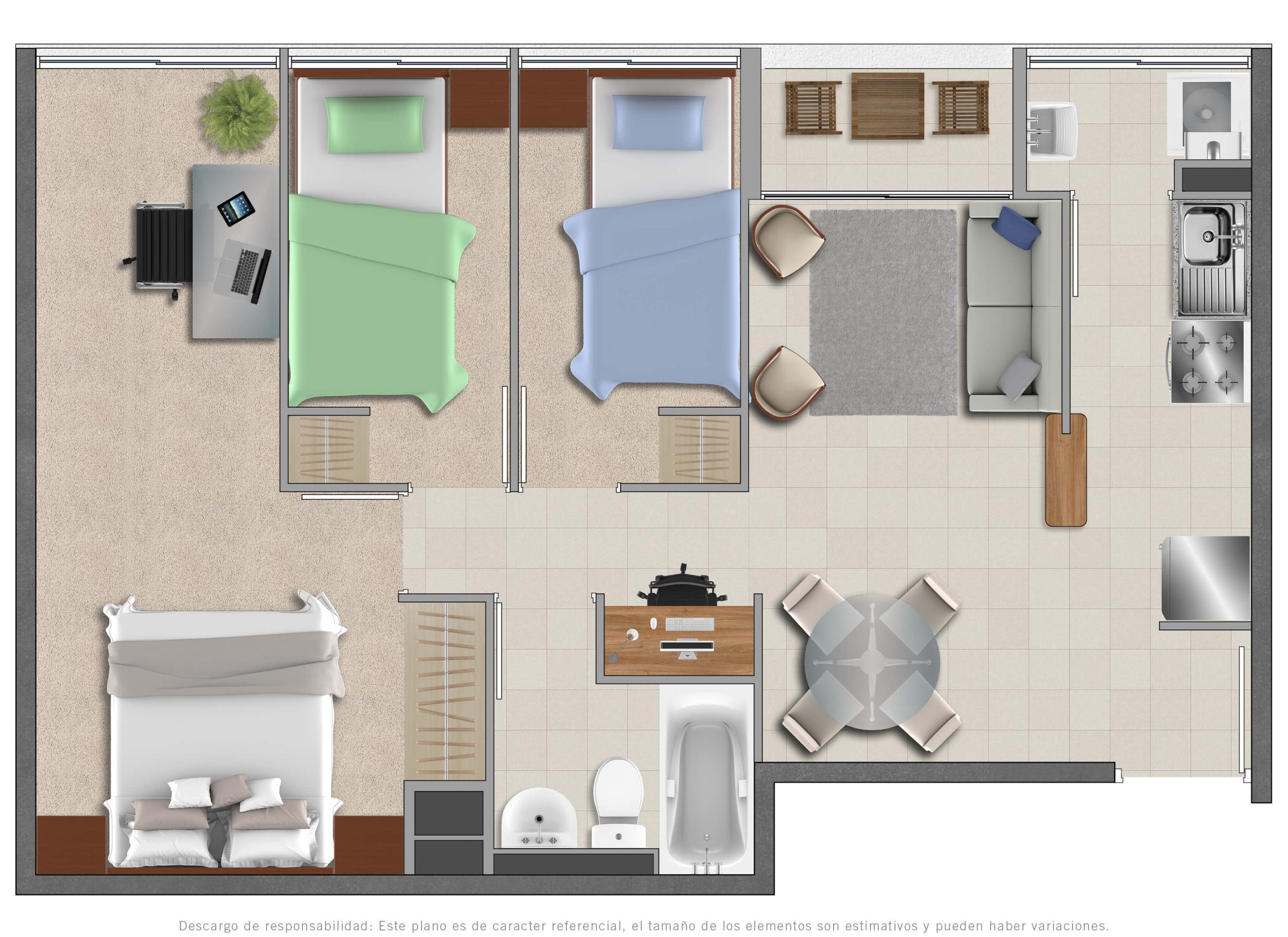 Dpto. 3 dormitorios Brisas de San Fernando